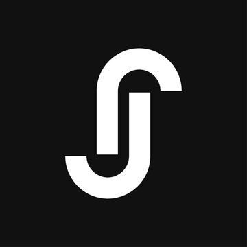 Abstract Modern Monogram Logo Design with Intertwined Letters J and S on a Black Background