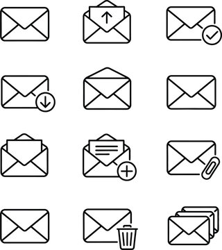 Email line icon collection. Informations, message, transfer, letter, text, gmail and communication icon set.