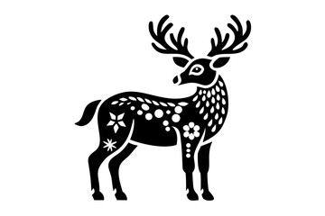 Obraz premium standing buck with antlers silhouette illustration for wildlife and nature design