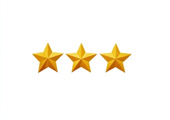 Obraz premium Three golden star icons evenly spaced on a clean white background
