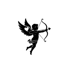 Fototapeta premium Silhouette of cupid with bow and arrow a classic symbol of love