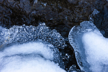 渓流の氷	