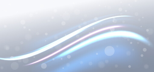 Abstract glowing wave ray on grey background with lighting effect sparkle.