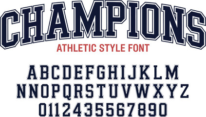 Bold athletic style font with letters and numbers bold letters