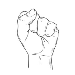 Hand drawn clenched fist with engraving style. Hand drawn Vector illustration.