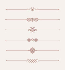 Korean traditional line set. East Asian traditional decorative line illustrations.