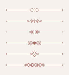 Korean traditional line set. East Asian traditional decorative line illustrations.