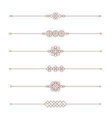 Korean traditional line set. East Asian traditional decorative line illustrations.