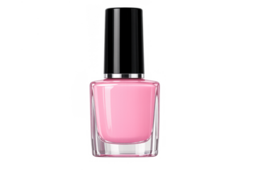 Pink nail polish bottle with glossy lacquer presenting beauty, cosmetics, manicure, and personal care on transparent background