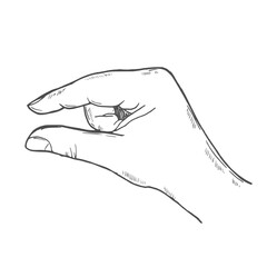 Vector emoticon illustration of a hand making a measure gesture. Hand drawn sketch