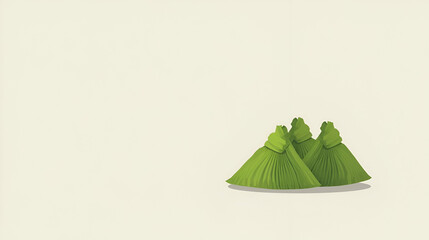 A Simple Yet Elegant Illustration of Asian Zongzi Dumplings, Depicting the Traditional Food in a Minimalist Style