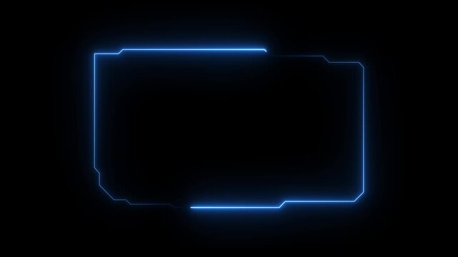 Glowing Blue Neon Outline Rectangle Shape on Black Background for Digital and Technology Concepts digital technology