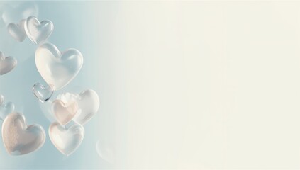 Ethereal Floating Hearts on Soft Background for Romantic Themes
