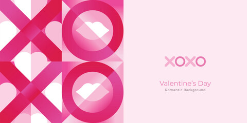 Modern Trendy Valentine&rsquo;s Day Heart Greeting Card Background with XOXO