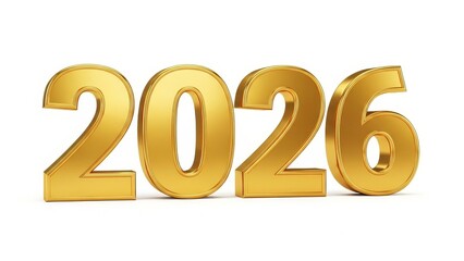 Golden 3d Year 2026 On White Background