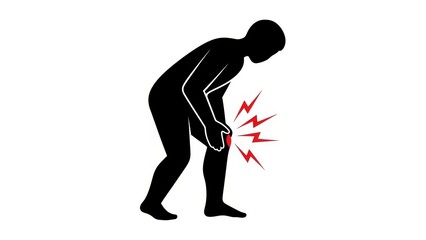Knee Pain Icon Human Silhouette With Joint Discomfort