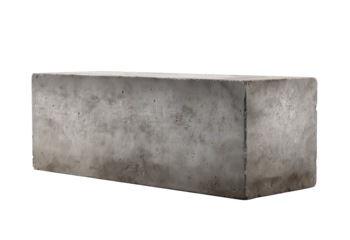 A long rectangular concrete block with a textured gray surface and visible pores isolated on a transparent background
