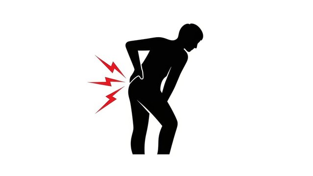 Lower Back Pain Icon Silhouette Of Person With Aching Spine