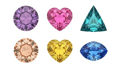 Vibrant Faceted Gemstones Collection On White Background