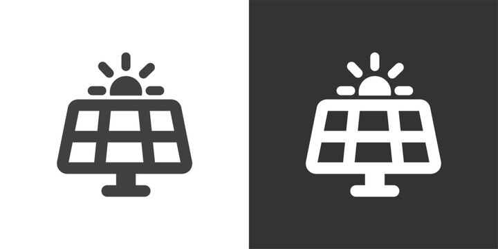 Solar Panel and Sun Energy icon. Solid glyph series icon
