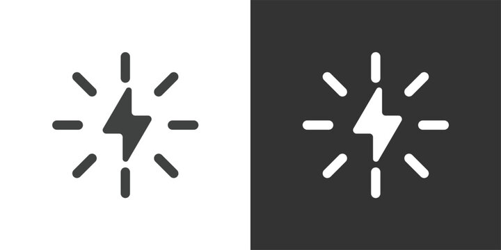Lightning Bolt or Electric Energy Symbol icon. Solid glyph series icon