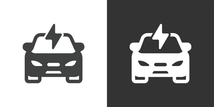 Electric Car or Vehicle Charging icon. Solid glyph series icon