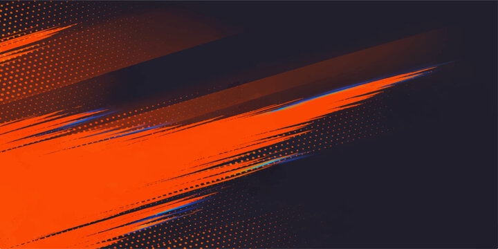 Abstract background vector illustration featuring a bright orange and red fire wave pattern with a futuristic glowing line design on a black digital technology backdrop