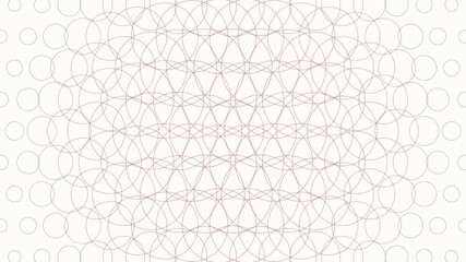 Seamless 4K loop of a hexagonal grid formed by pulsing circles. Geometric rings expand and contract to create dynamic moire interference patterns and overlapping textures on a light background.