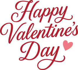Happy Valentines Day text with a small pink heart elegant script font for romantic celebrations and greeting cards isolated on white background