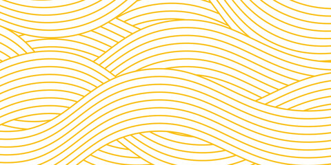 Yellow instant noodle, pasta and spaghetti texture with geometric wavy lines. Ramen, pasta vector pattern. Background abstract food illustration