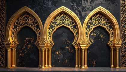 Golden Arches - A Glimpse into Islamic Architectural Splendor.