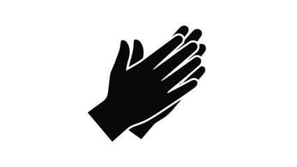 Obraz premium Black of a right hand with palm facing outward white with icon and graphic and illustration and clipart Silhouette vector on whit Background