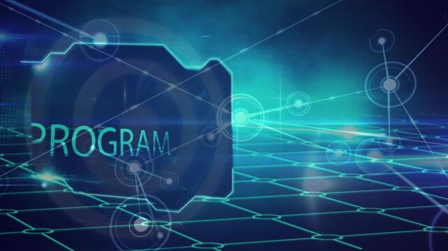 Animation of network of connections with arrows and grid