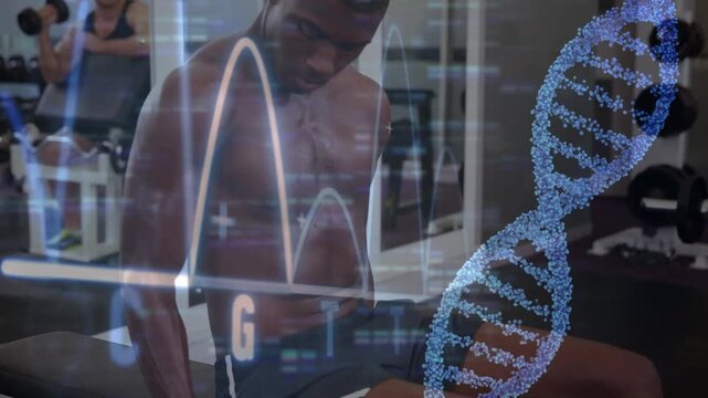 Animation of medical data processing over fit african american men