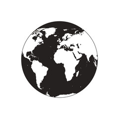 Obraz premium A simple black and white illustration of planet earth with visible continents