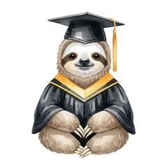Obraz premium Graduating sloth isolated on transparent background