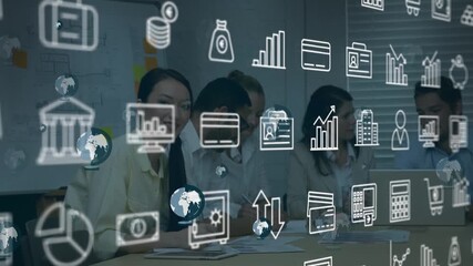 Animation of falling and snowflakes over santa claus in sleigh with reindeer - Powered by Adobe