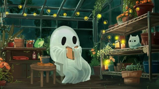 Ghost Vtuber Overlay, Animated Gothic Greenhouse, Animated Screen Stream, Stream Overlay, Stream Scenes, Twitch Overlay,  BRB, Starting Soon, Ending Soon, Thanks for Watching,