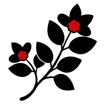 cotoneaster dammeri fleurs vector silhouette on white background