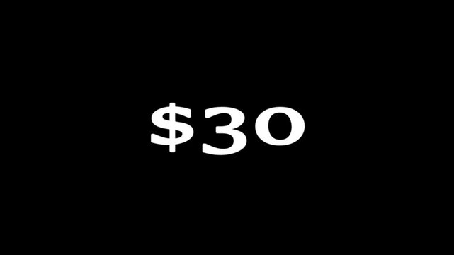 0$ to 60$ dollar sign on black background