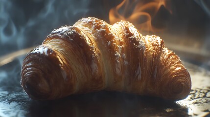 Freshly baked croissant food photography bakery pastry