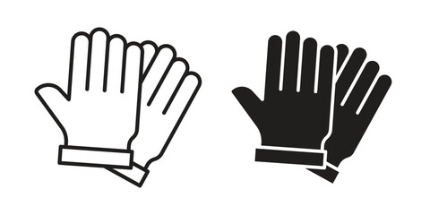 Obraz premium Glove icons in a black filled and outlined style. Set of vector icons
