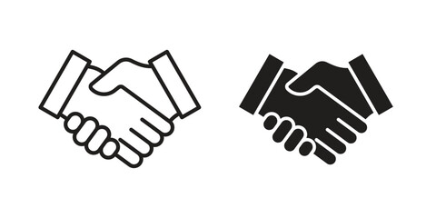 Obraz premium Handshake icons in a black filled and outlined style. Set of vector icons