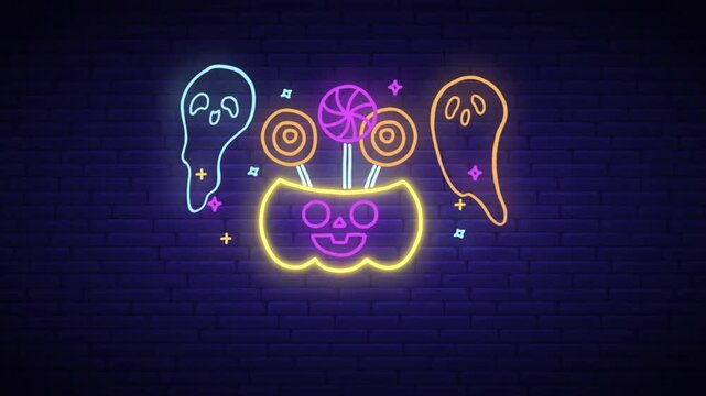 Neon Halloween Twitch Background, Neon Style