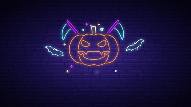 Neon Halloween Twitch Background, Neon Style
