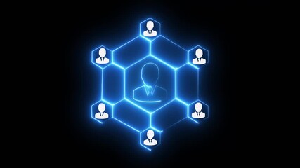 Glowing blue neon hexagonal grid abstract background futuristic technology science network data connection digital interface motion graphics - Powered by Adobe