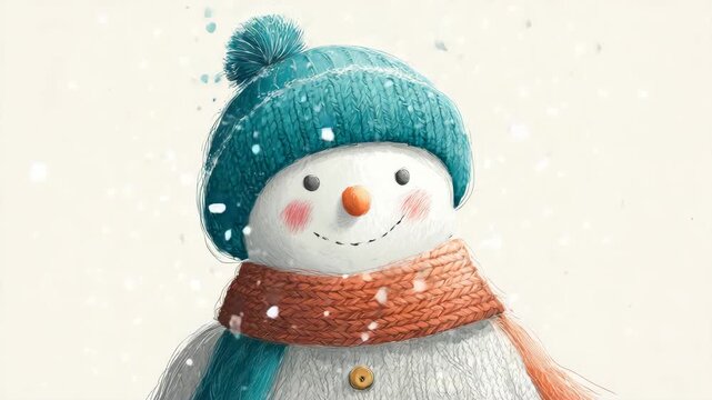 落ち着いた配色で描いた雪だるまイラストの背景