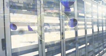 Animation of data processing and brain over server room - Powered by Adobe