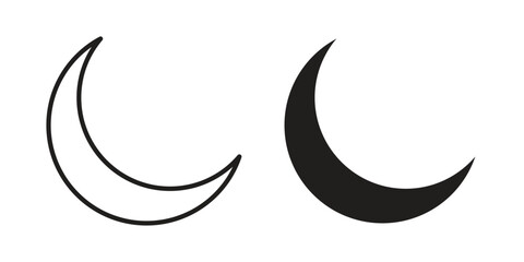 Obraz premium Moon icons in a black filled and outlined style. Set of vector icons