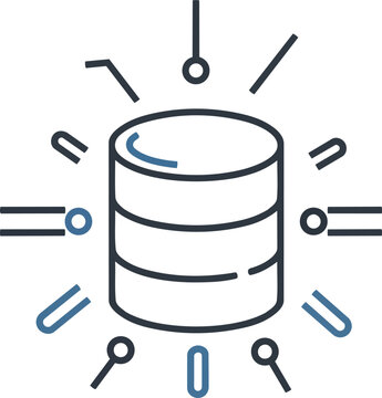 Database icon with data connections and network lines.